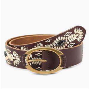 NWT Lucky Brand Embroidered & Beaded Leather Belt